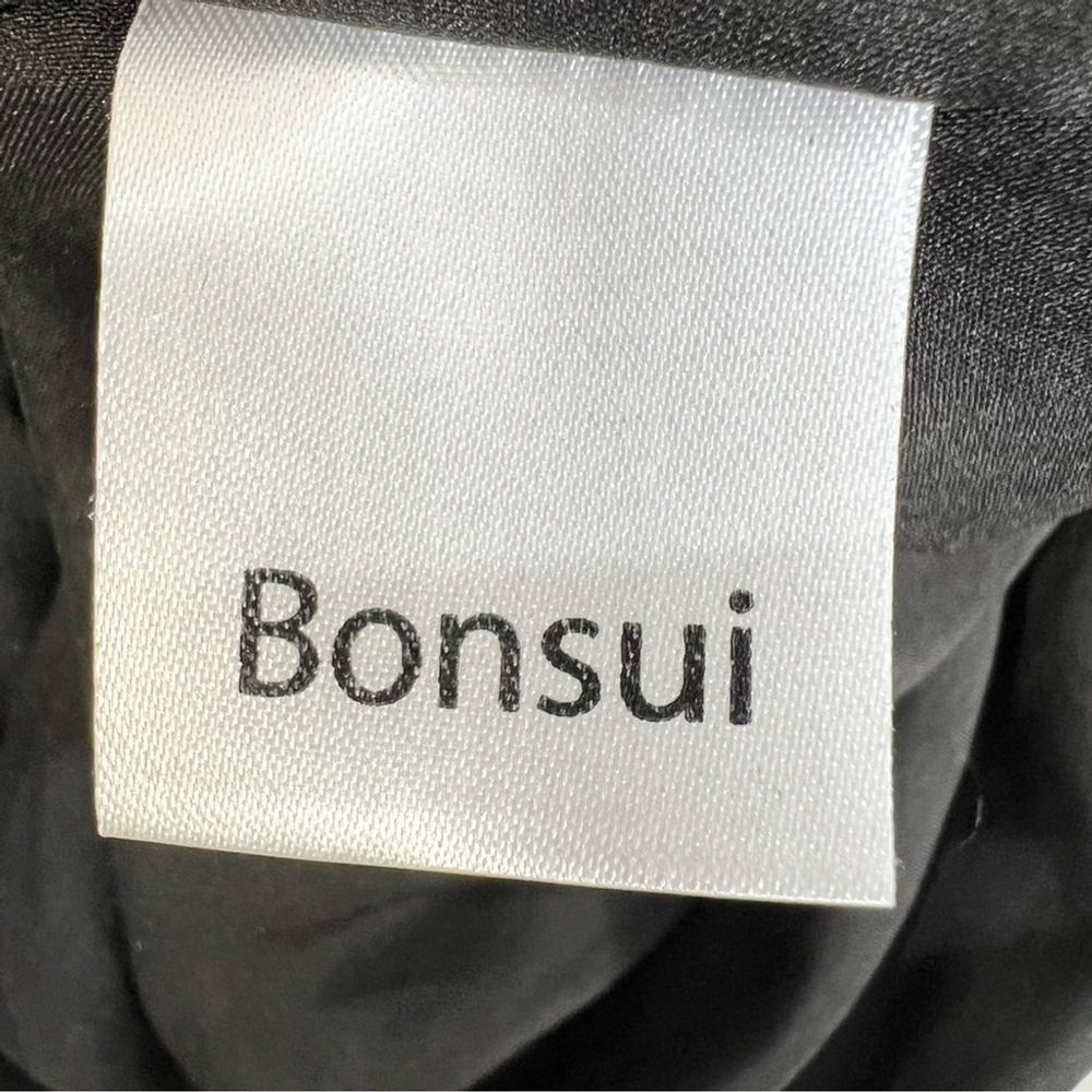 BONSUI Korea designer black ruffle hem sleeveless minimalist mini dress T1 - Picture 11 of 12
